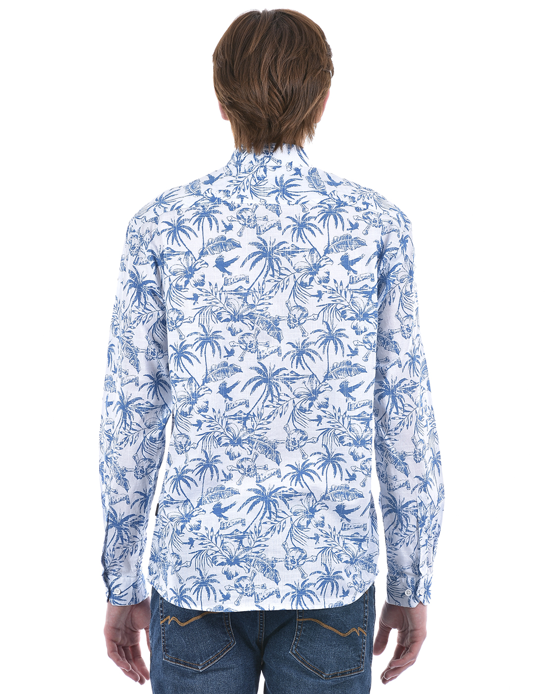 Numero Uno Men Tropical Print Blue Shirt